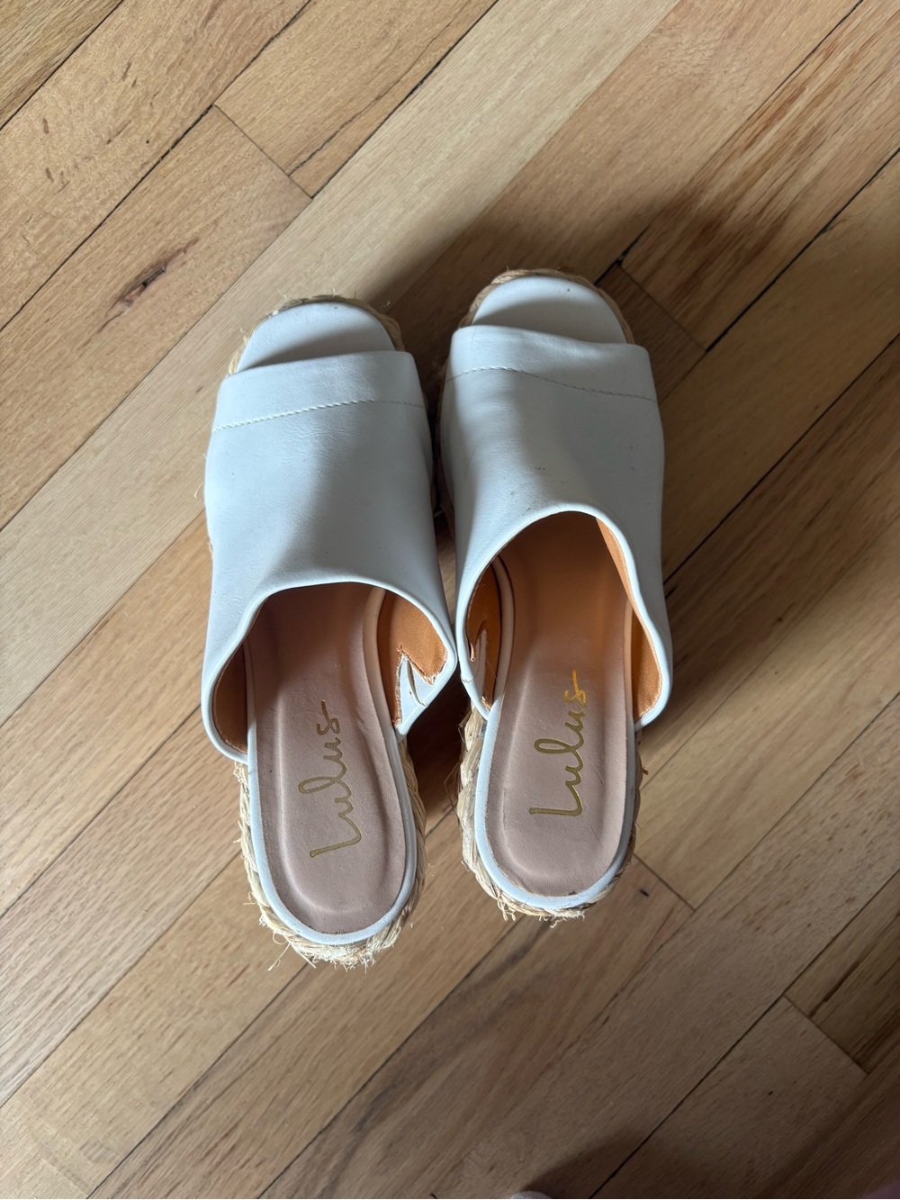 Lulu's White Leather Espadrille Platform Mules - Picture 2 of 5
